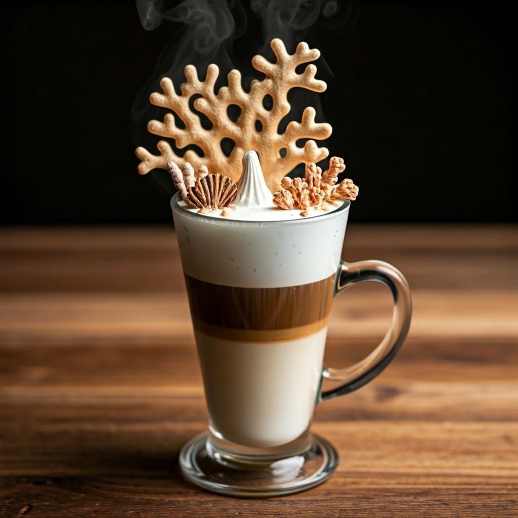 Coffee Coral Reef in Latte Glass