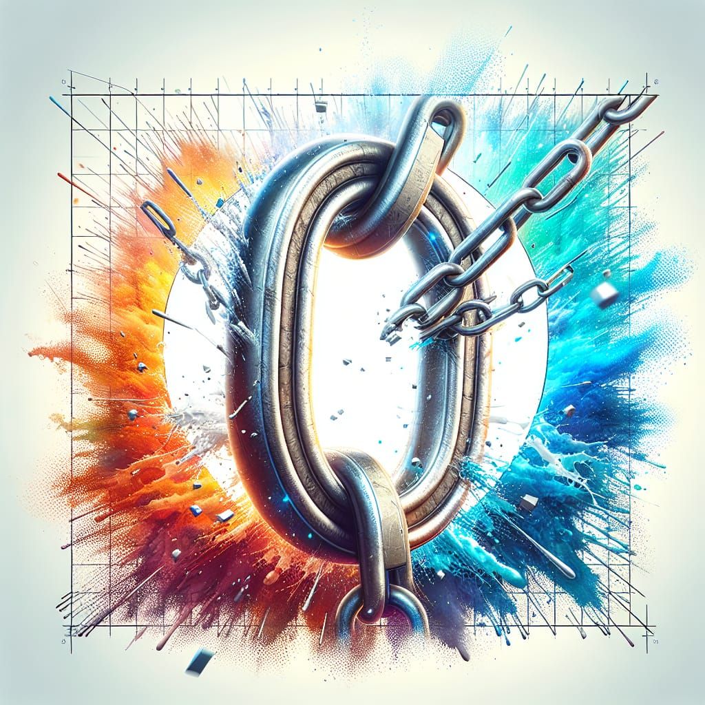 Hyperrealistic Metal Chain Frame with Hook in Vibrant Colors