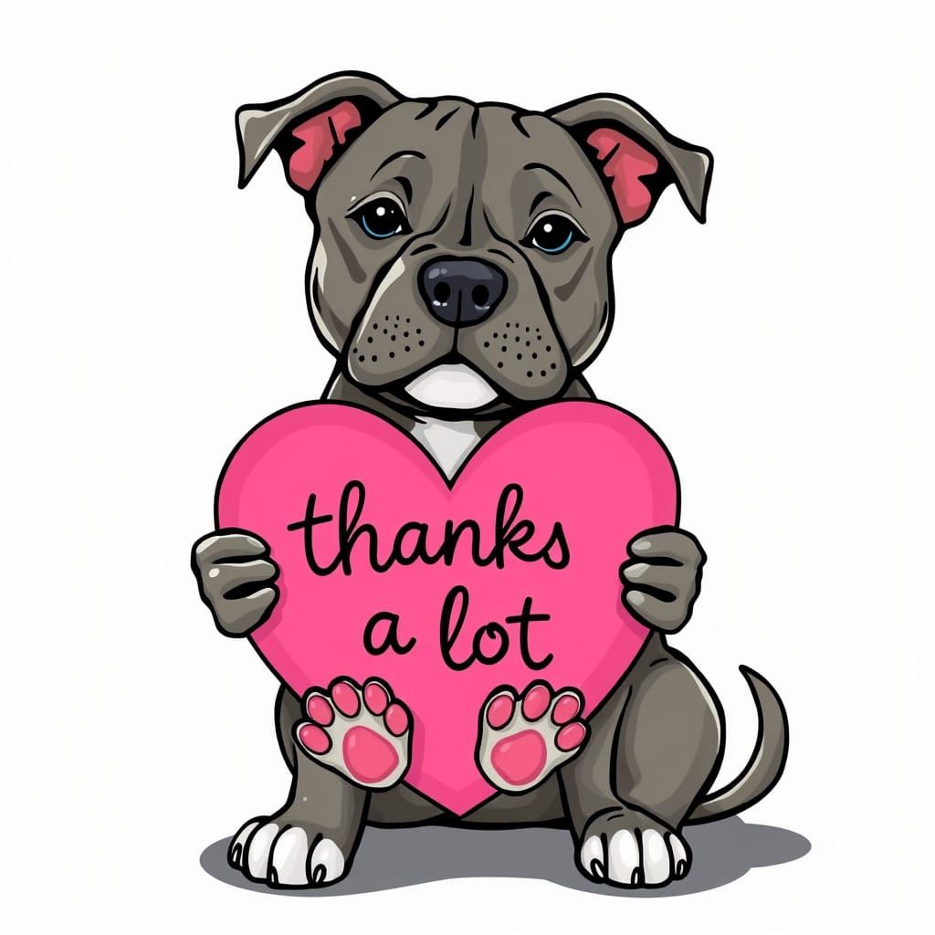 Adorable Pitbull Puppy Holding a Thank You Sign