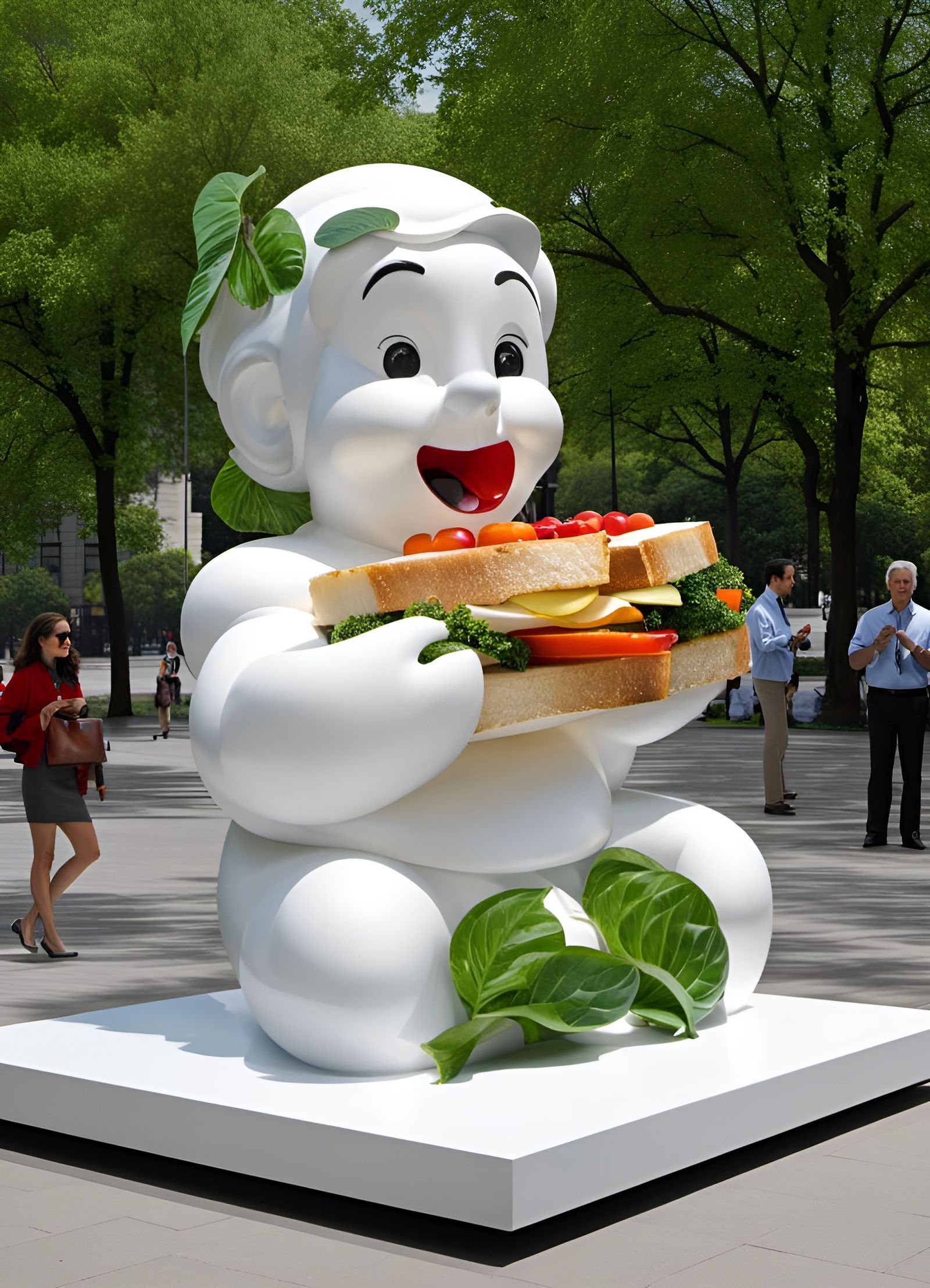 Humorous Sandwich Sculpture in Jeff Koons Style