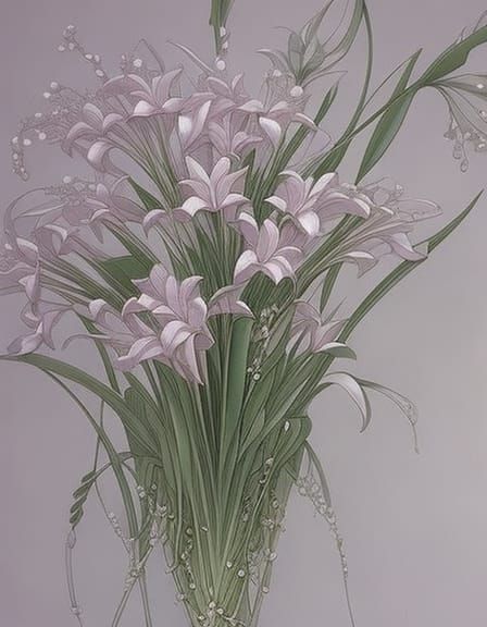 Glittering Lily Bouquet with Butterflies, Hyper-Realistic