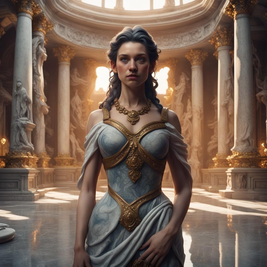 Marble Girl: Detailed Matte Painting in 8K