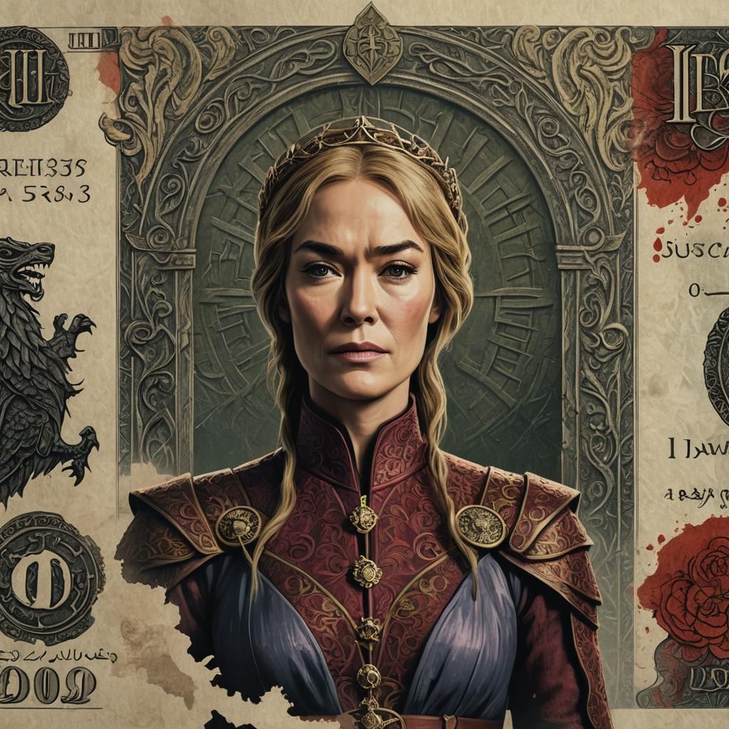 Cersei Lannister Art Banknote in Detailed Matte Painting