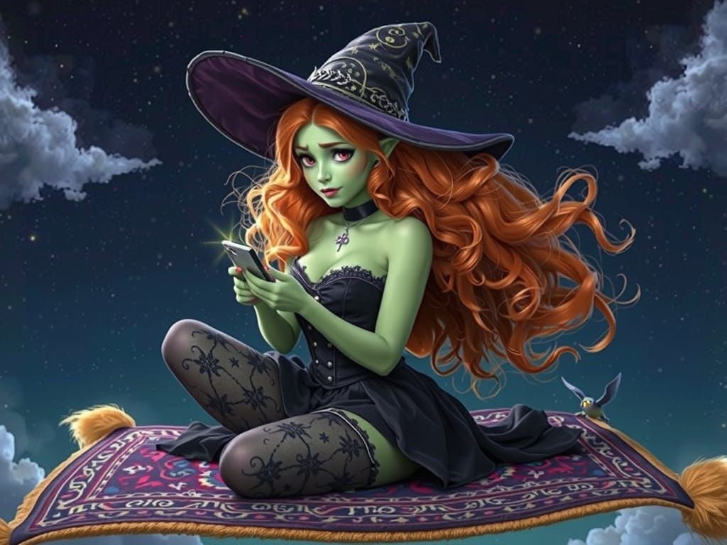 Pixar-Style Goblin Witch in Whimsical Horror Still