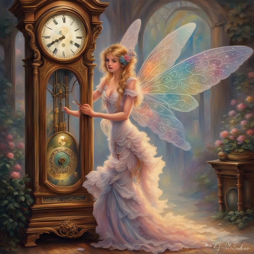 Ethereal Fairy with Grandfather Clock