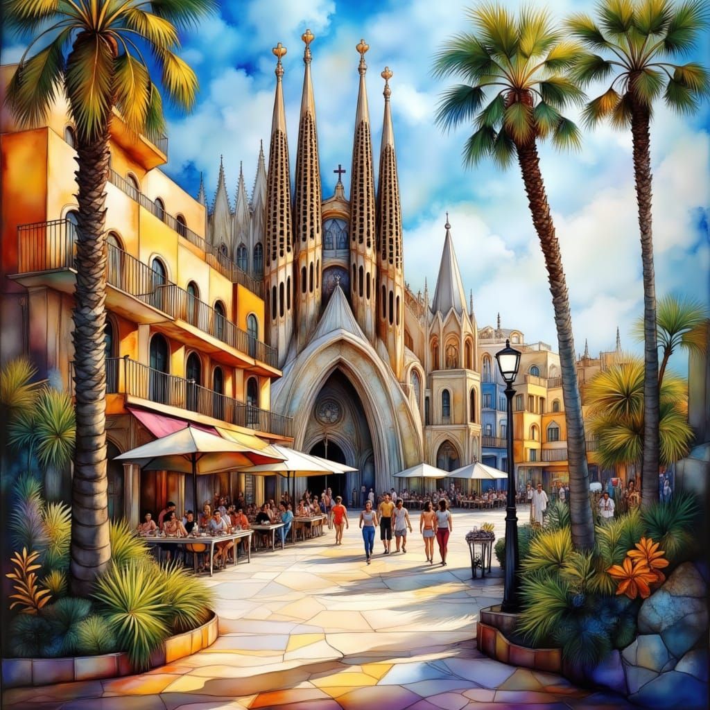 A Vibrant Summer Day in Barcelona, Spain
