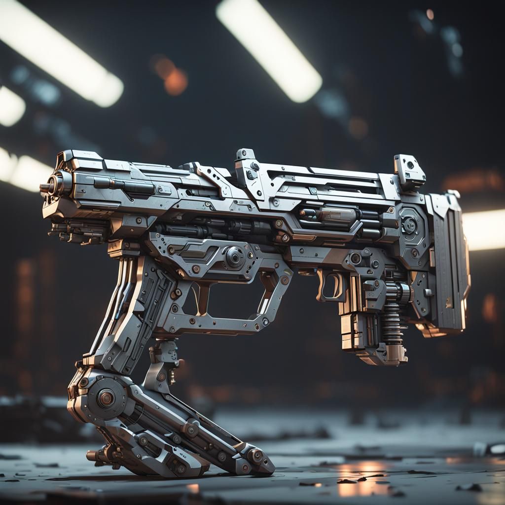 Futuristic Sci-Fi Guns with Intricate Mechanical Details