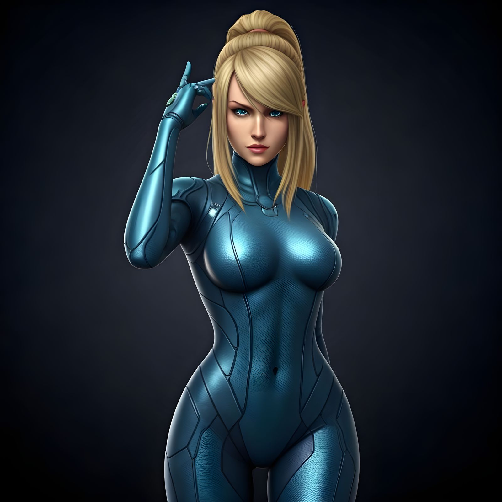 Samus Aran as Assassin in Blue Outfit