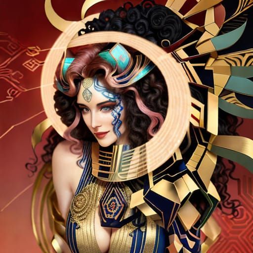 Art Deco Goddess Radiates Elegance in Soft Pink Hues