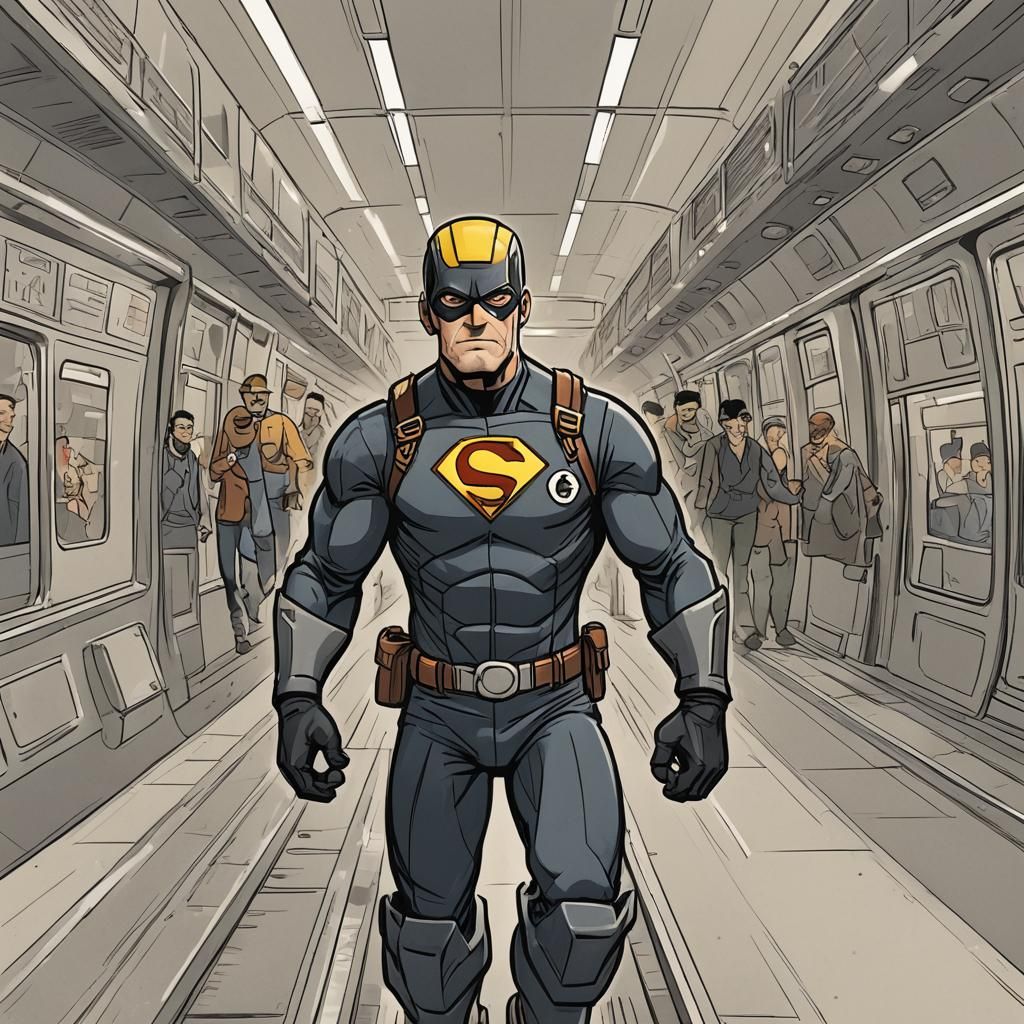 Cartoon Superhero Trainman AI Art