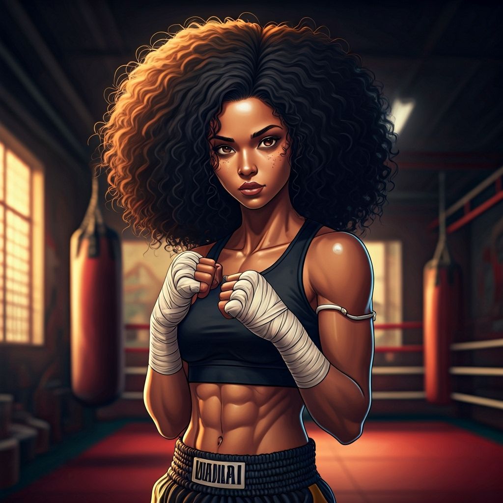 Muay Thai Fighter With Black Hair In Gym