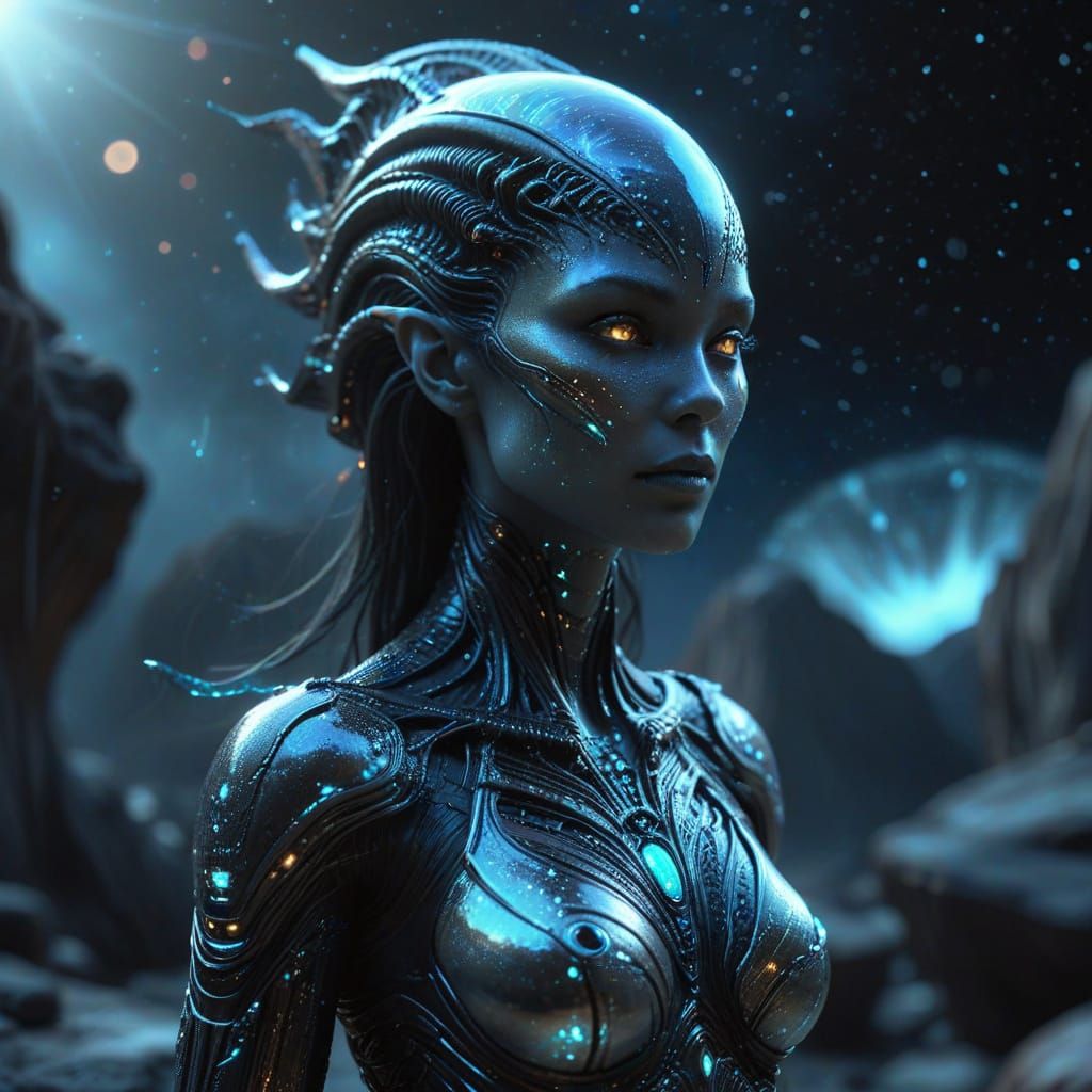 Enchanting Alien Empress on Obsidian Plateau