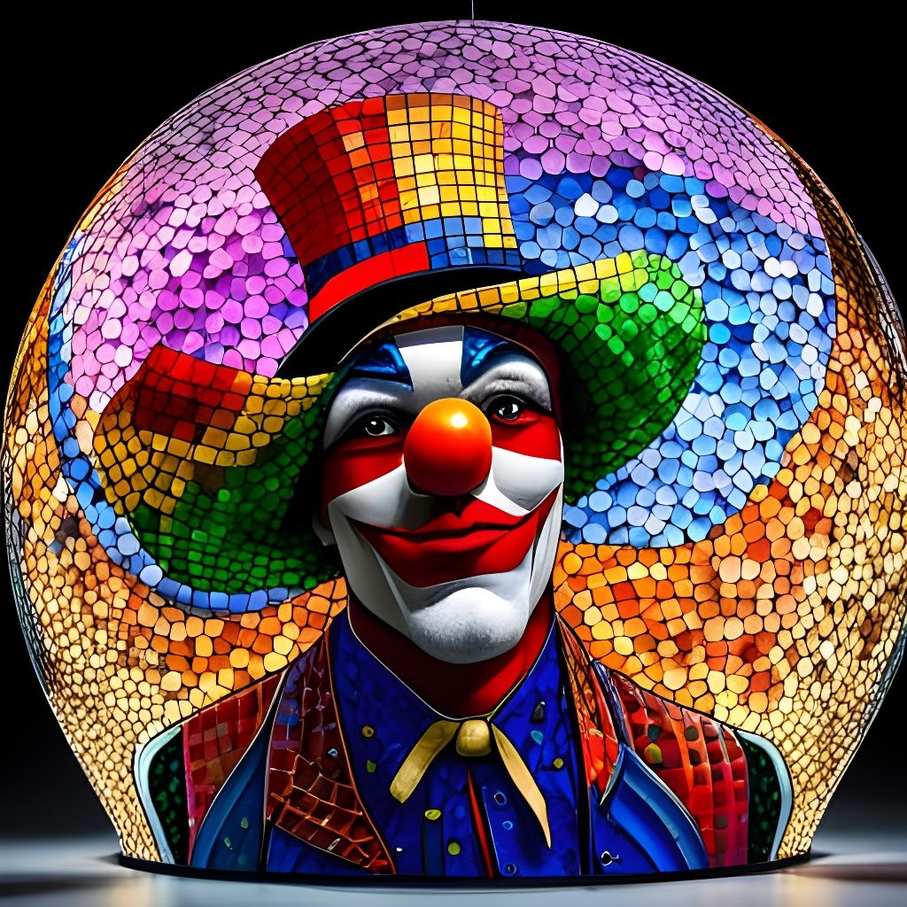 Clown's Stained Glass Mosaic Disco Ball Hat