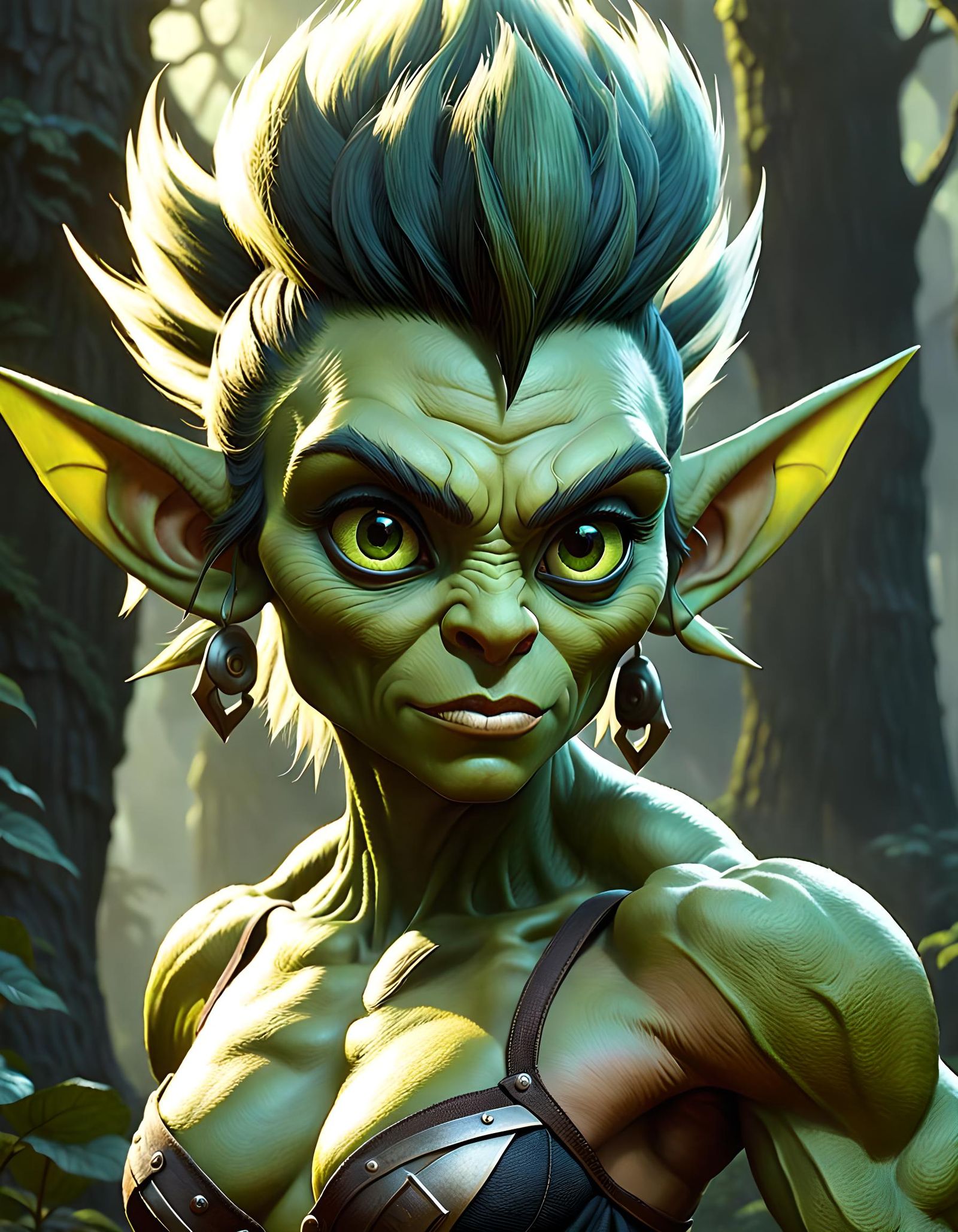 Youthful Goblin with Mohawk in Fantasy Art Style
