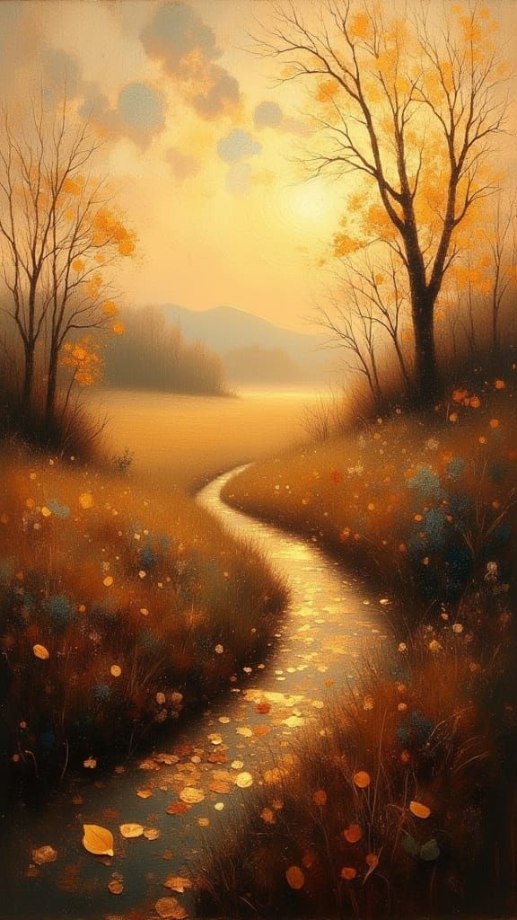 Ephemeral Sunset Landscape in Impressionist Style