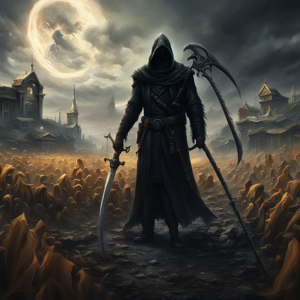 Sinister Reaper with Scythe Digital Matte Painting