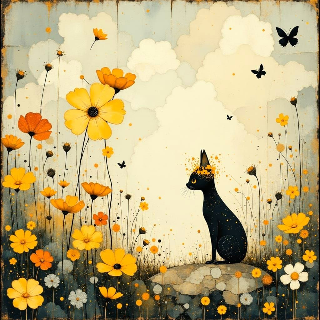 Whimsical Fantasy Creatures with Paintbrushes and Pollen Sco...