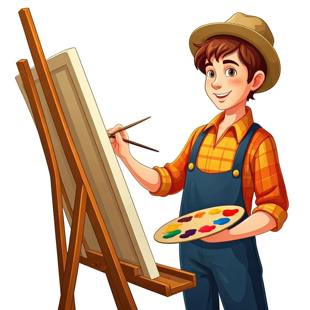 Young Artist at Work in a Semi-Realistic Style