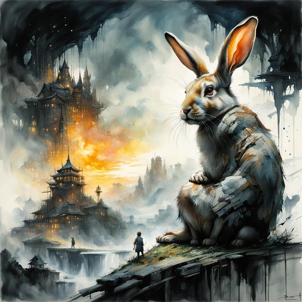 Rabbit Contemplates Time: DreamWorks Animation Watercolor