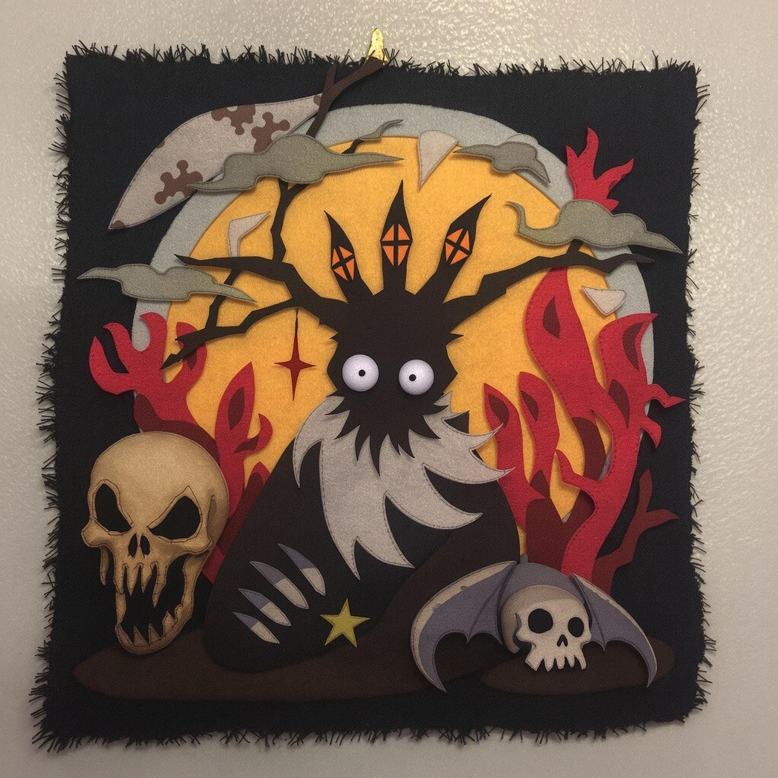 Grimdark Scene in Felt Craft Style