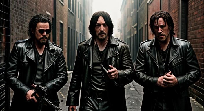 Gritty Alleyway Confrontation in Cinematic Style