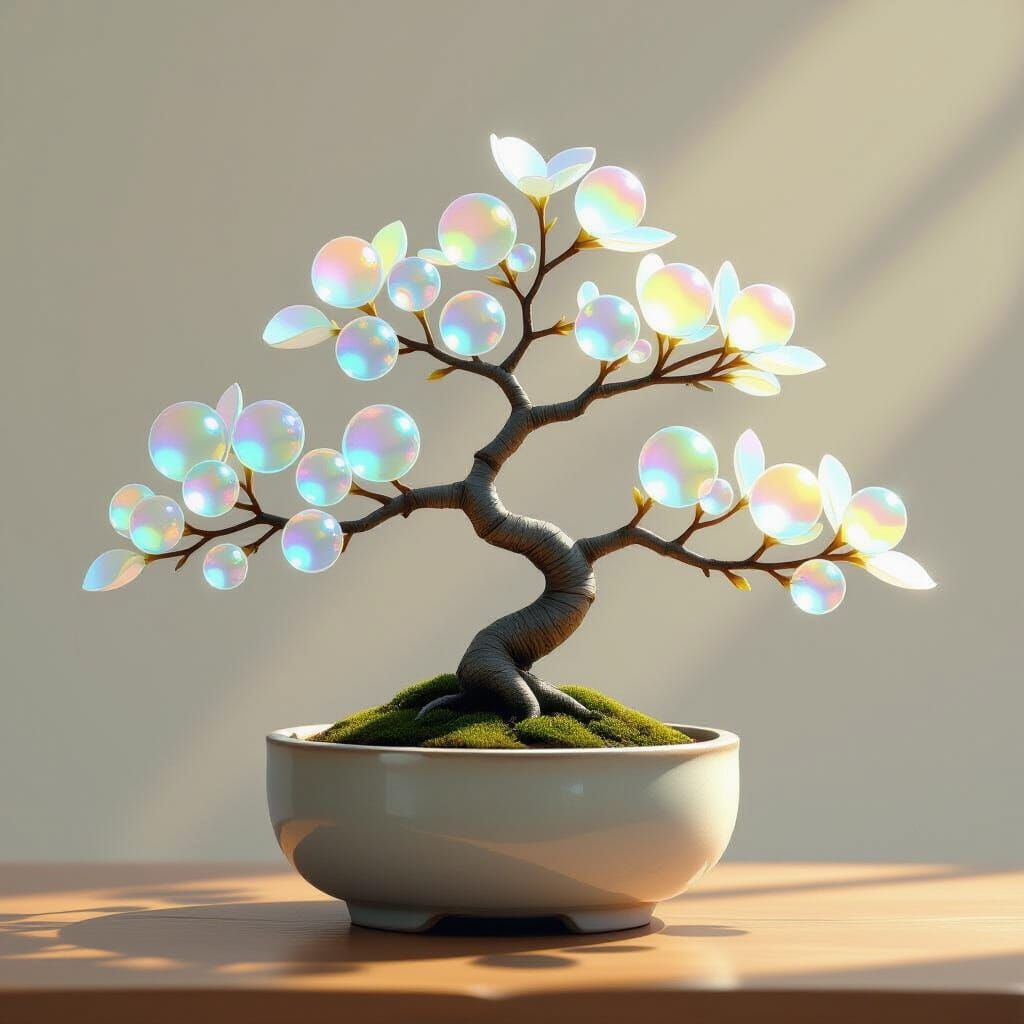 Bonsai Tree with Bubble Leaves in Whimsical Style