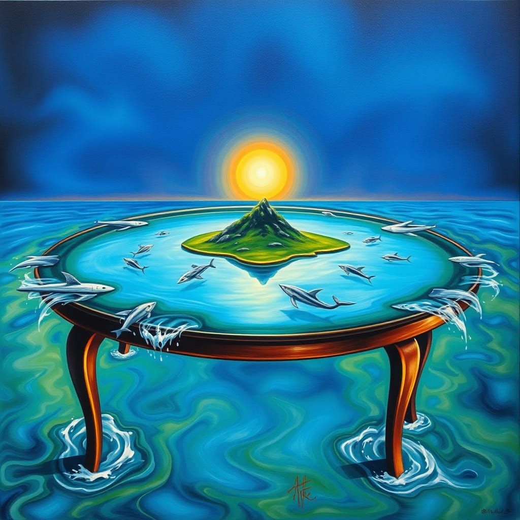 Surreal Waterfall Table Inspired by Salvador Dali