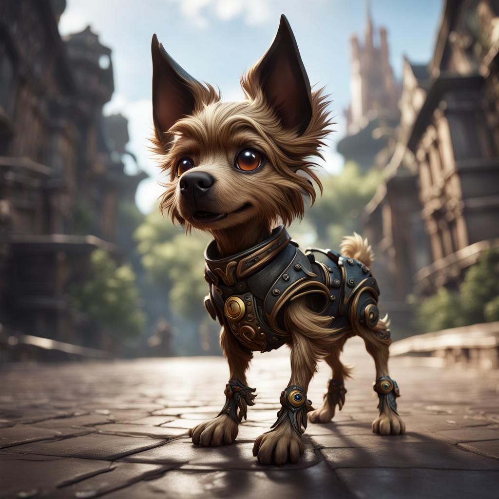 Aggressive Cute Yorkie in Abyss Style