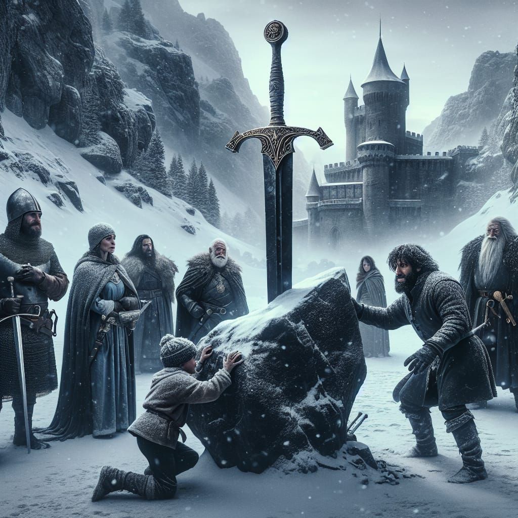Medieval Heroes Await Their Destiny in the Snowy Landscape