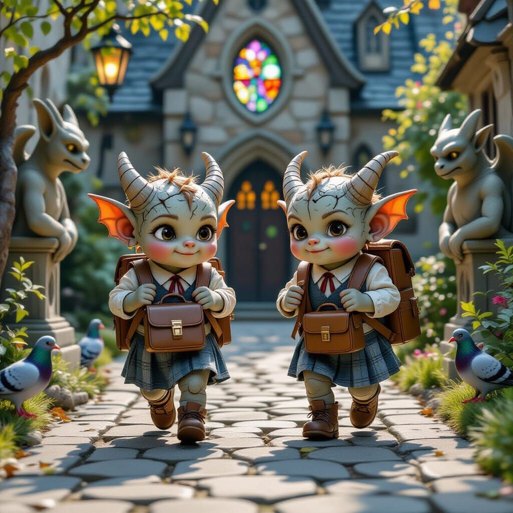 Grotesque Gargoyle Twins Skip to Gothic Kindergarten