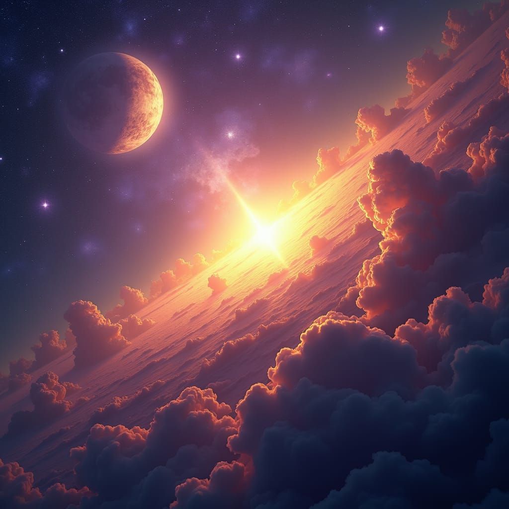 Resplendent Star in a Swirling Nebula: Fantasy Concept Art