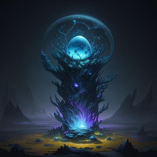 Bioluminescent Egg with Floating Eye Concept Art