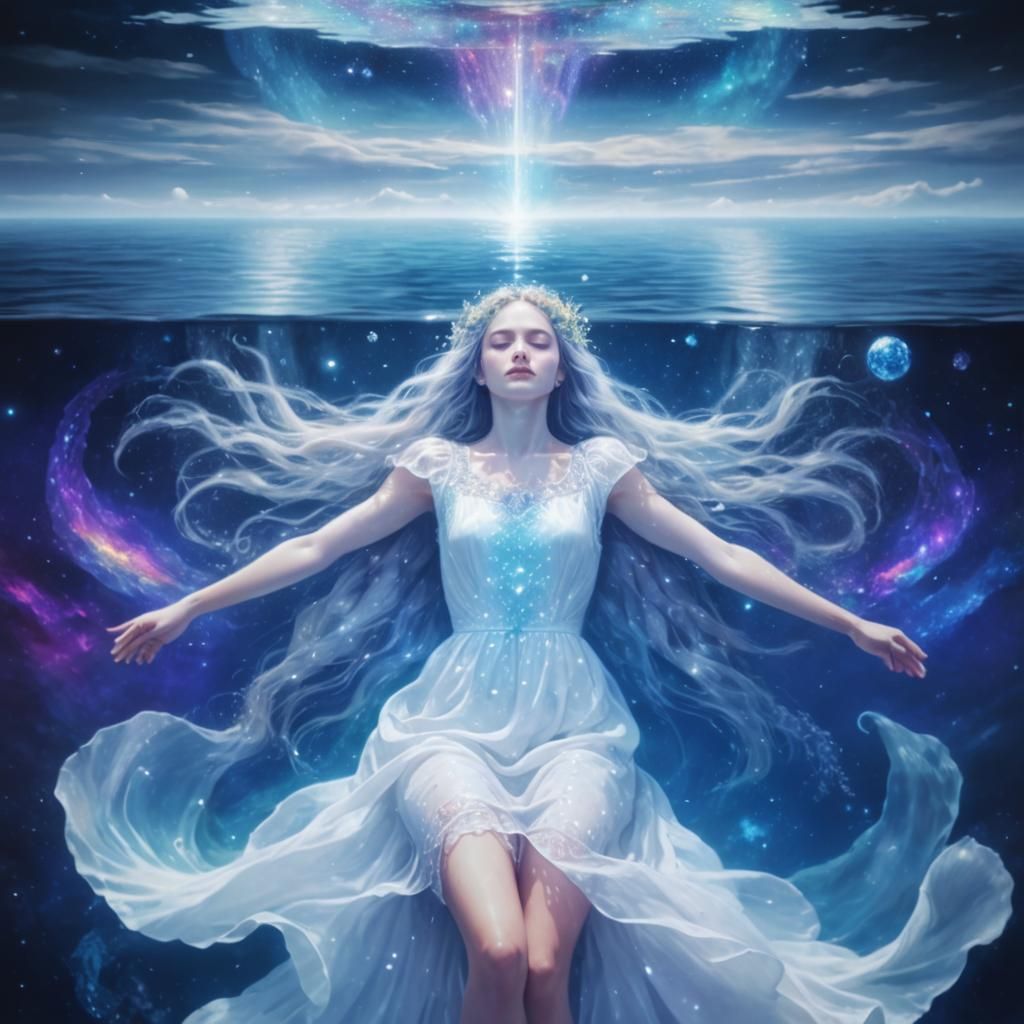 Woman in Water: Holographic Astral Cosmic Art