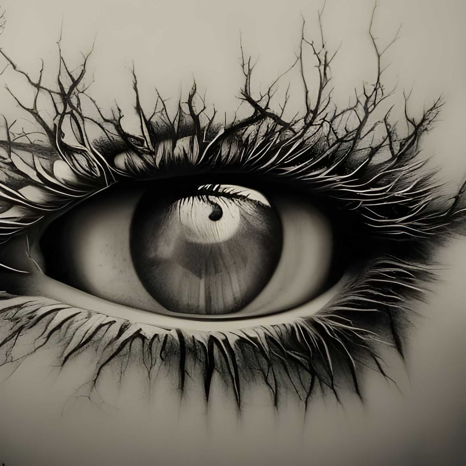 Tree Reflection in Human Eye: Pencil Sketch
