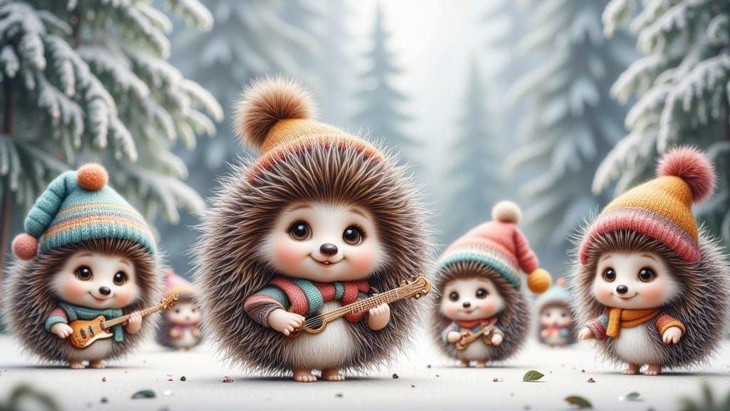 Whimsical Rock Band Hedgehogs in Jewel Tones