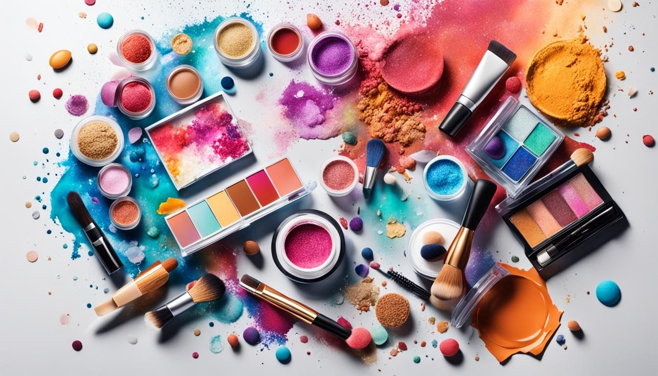 Hyperrealistic Makeup Collage with White Background