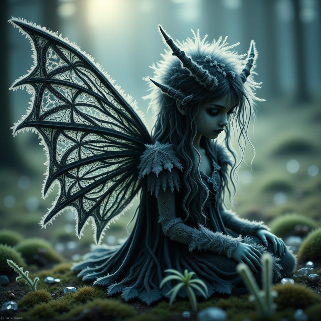 Dark Fairy in Ethereal Winter Wonderland