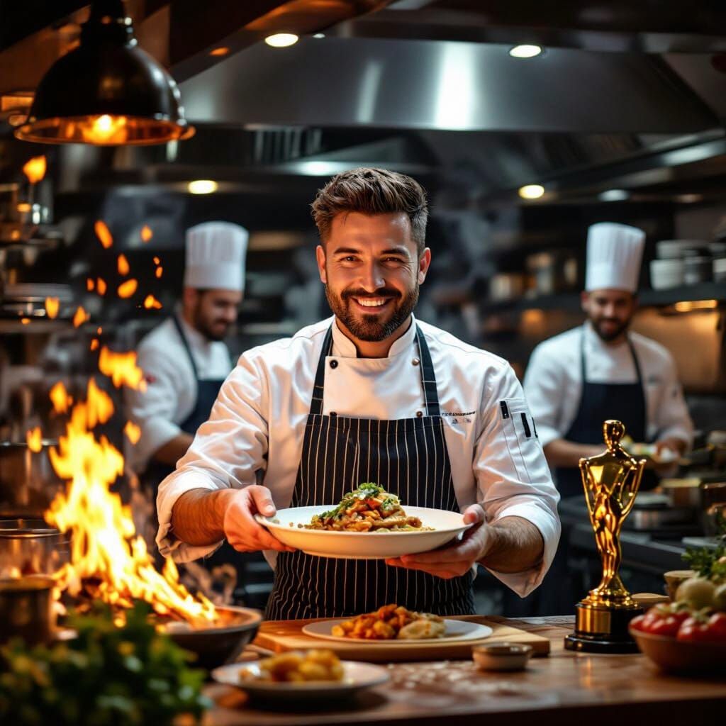 Master Chef's Culinary Triumph: A Cinematic Kitchen Scene