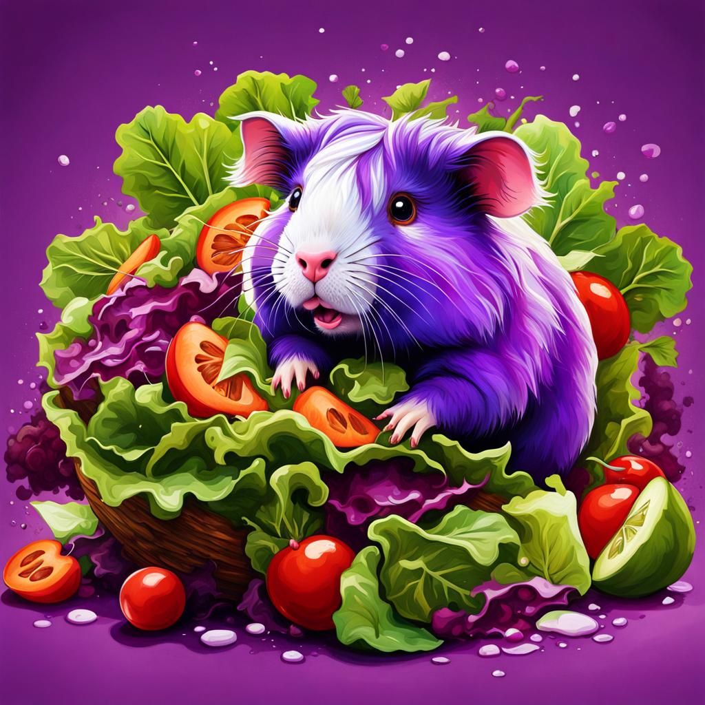 Purple Guinea Pig Salad, Graffiti Art Style