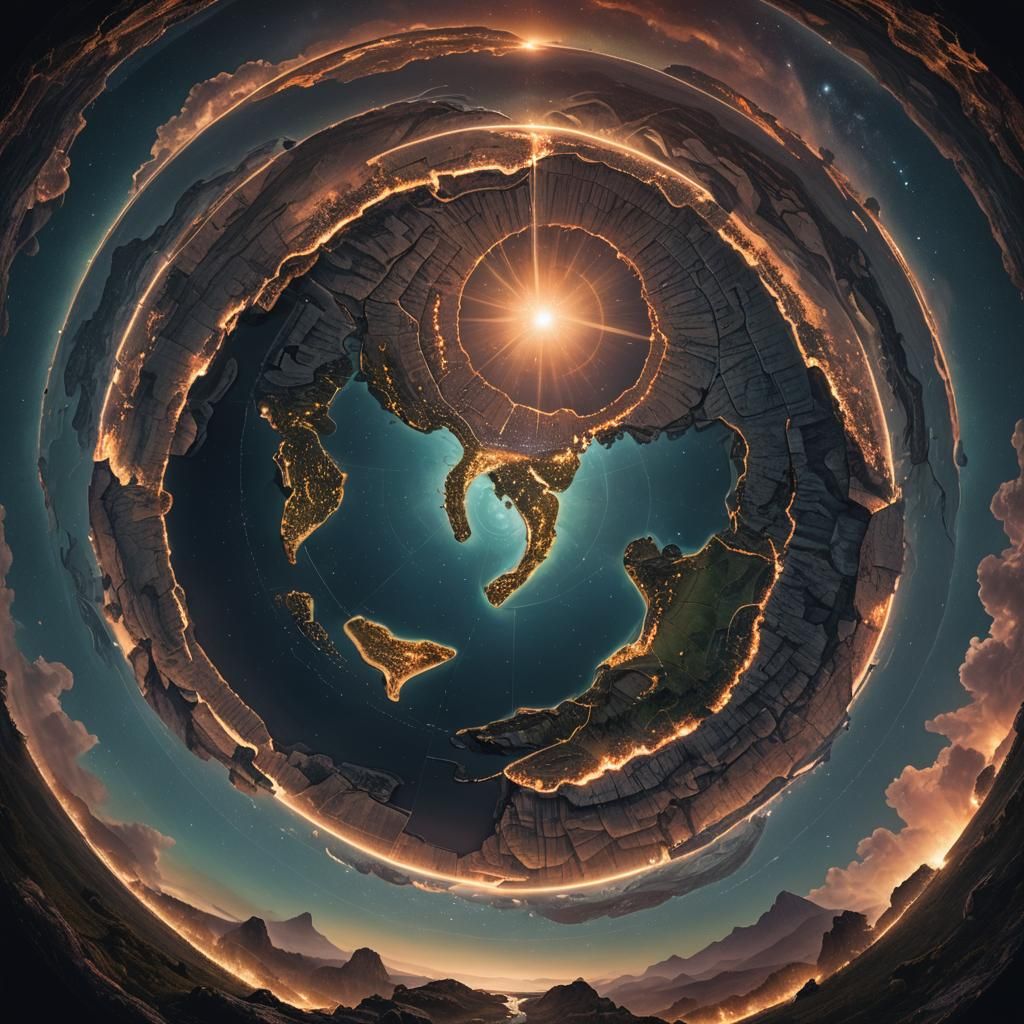 Mystical Flat Earth Disc in Cosmic Landscape Photography