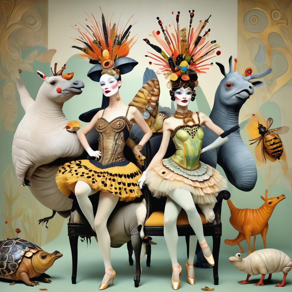 Surreal Animal Ballet Dancers Inspired by Klimt