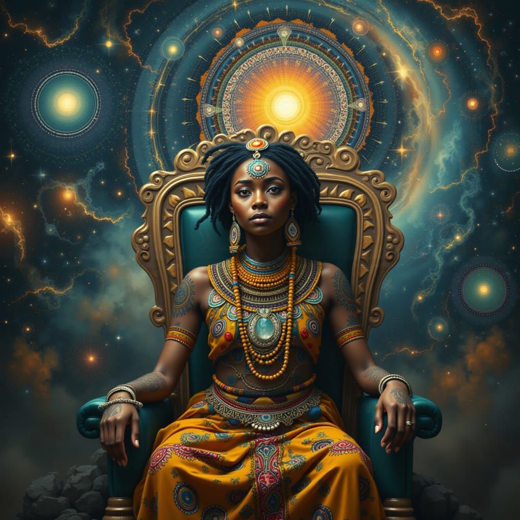 African Queen in Starry Cosmos: Concept Art