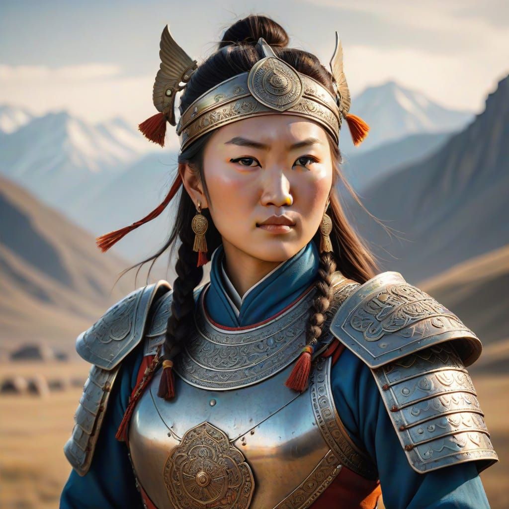 Mongolian Princess Warrior in Traditional Armor