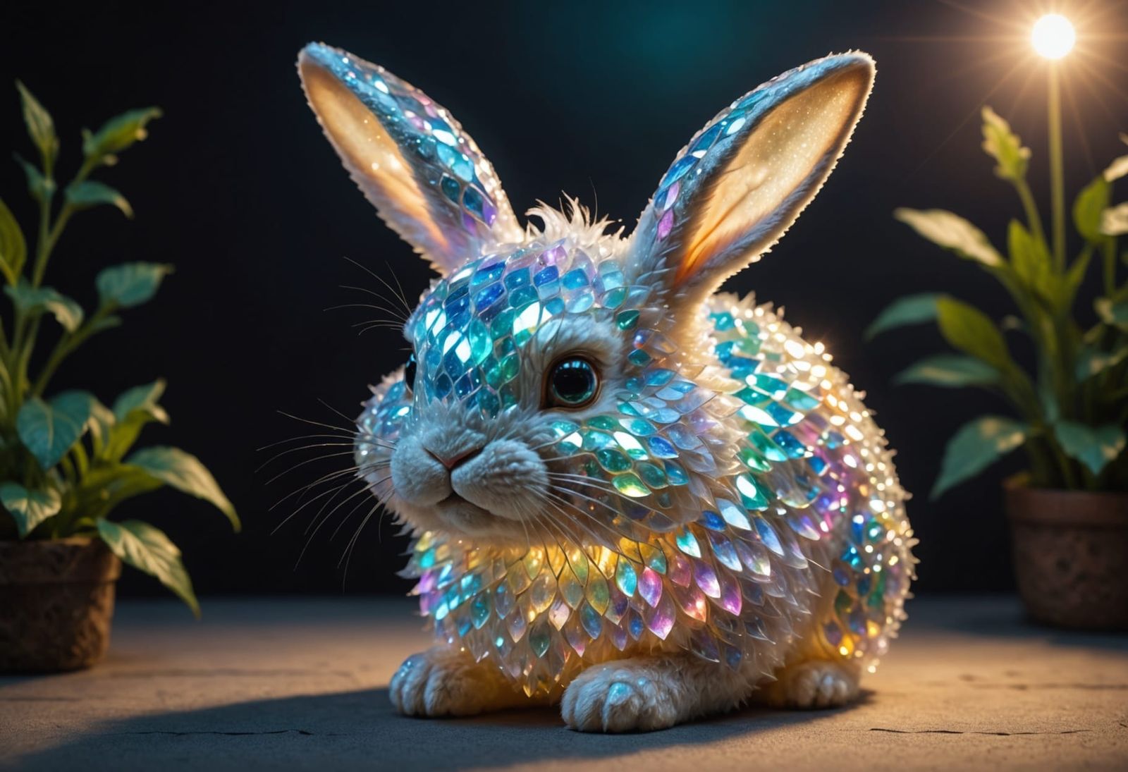 Sparkly Kawaii Rabbit with Luminous Eyes