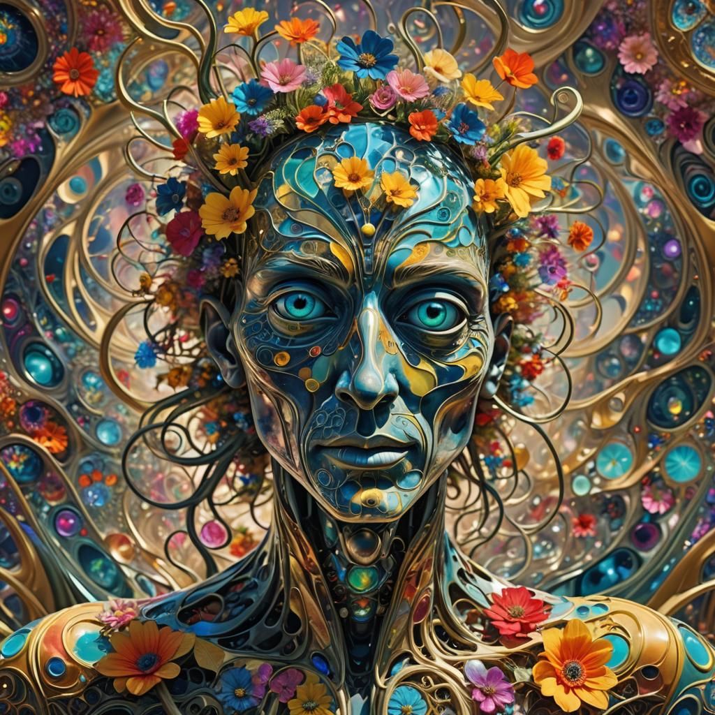 Surreal Awakening in Alien World: Dreamlike Oil Painting