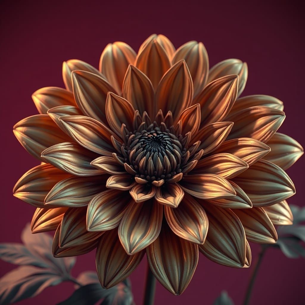 Bronze Chrysanthemum in a High-Fantasy Matte Painting Style