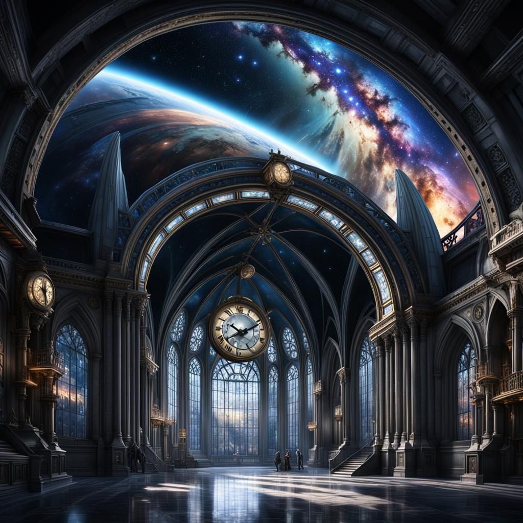 Gothic Clock Tower Reveals Galaxy