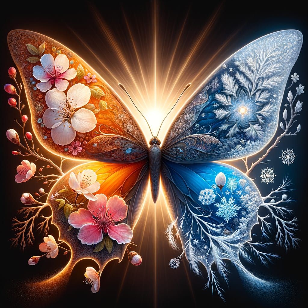 Wings of Seasons: Spring and Winter in Bloom