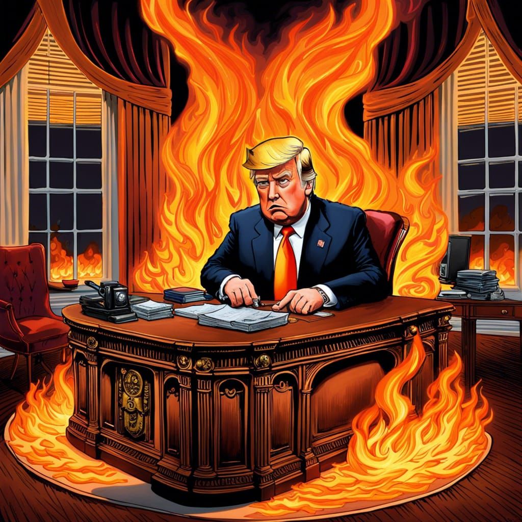 Fiery Oval Office Editorial Cartoon