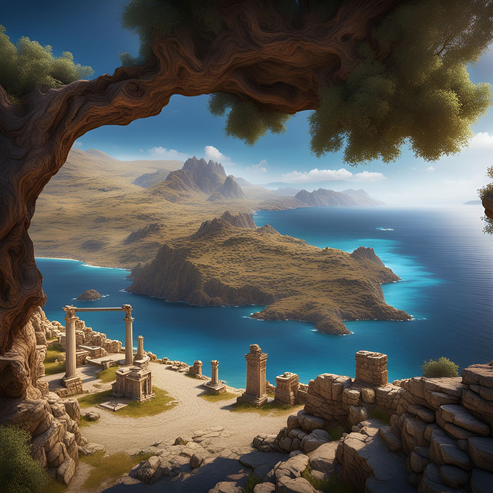 Ancient Crete: Fantastical Detailed Matte Painting